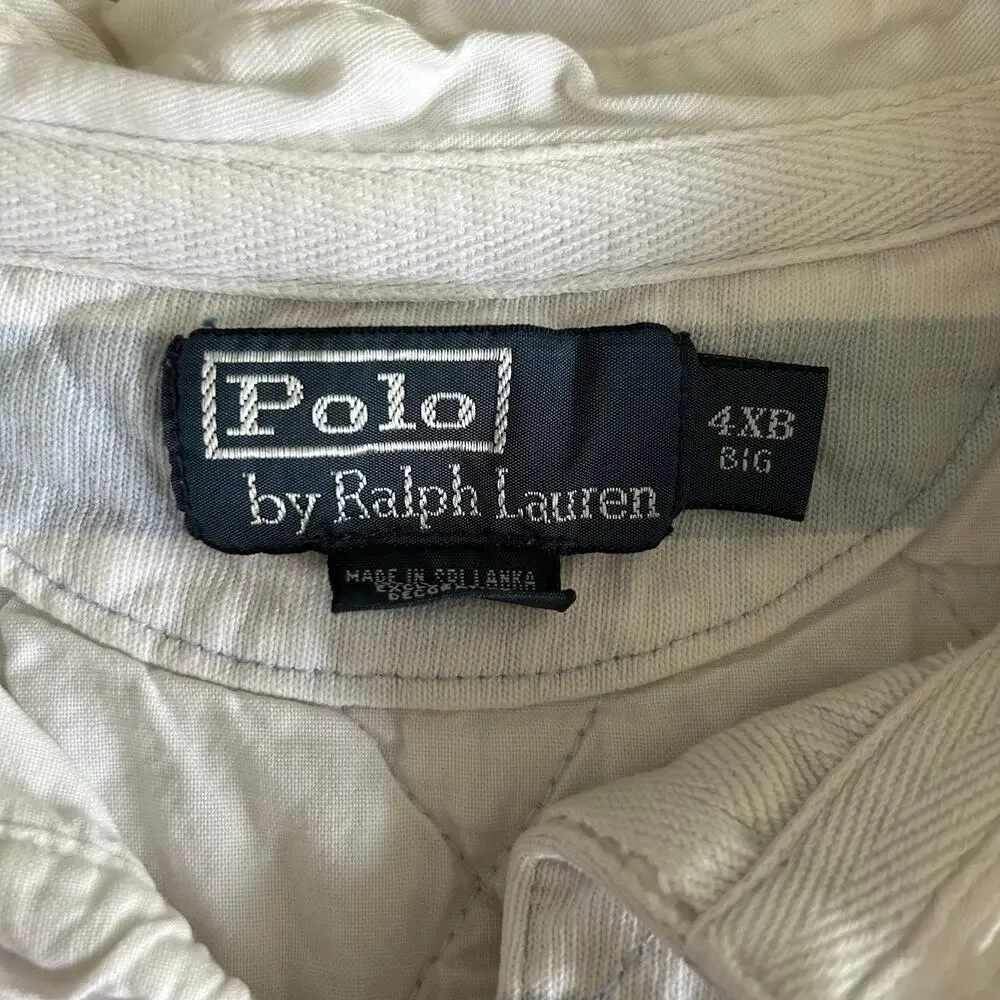 Polo Ralph Lauren Rugby Shirt 4XB Big Blue White Stripe Cotton Flesh Pony Preppy